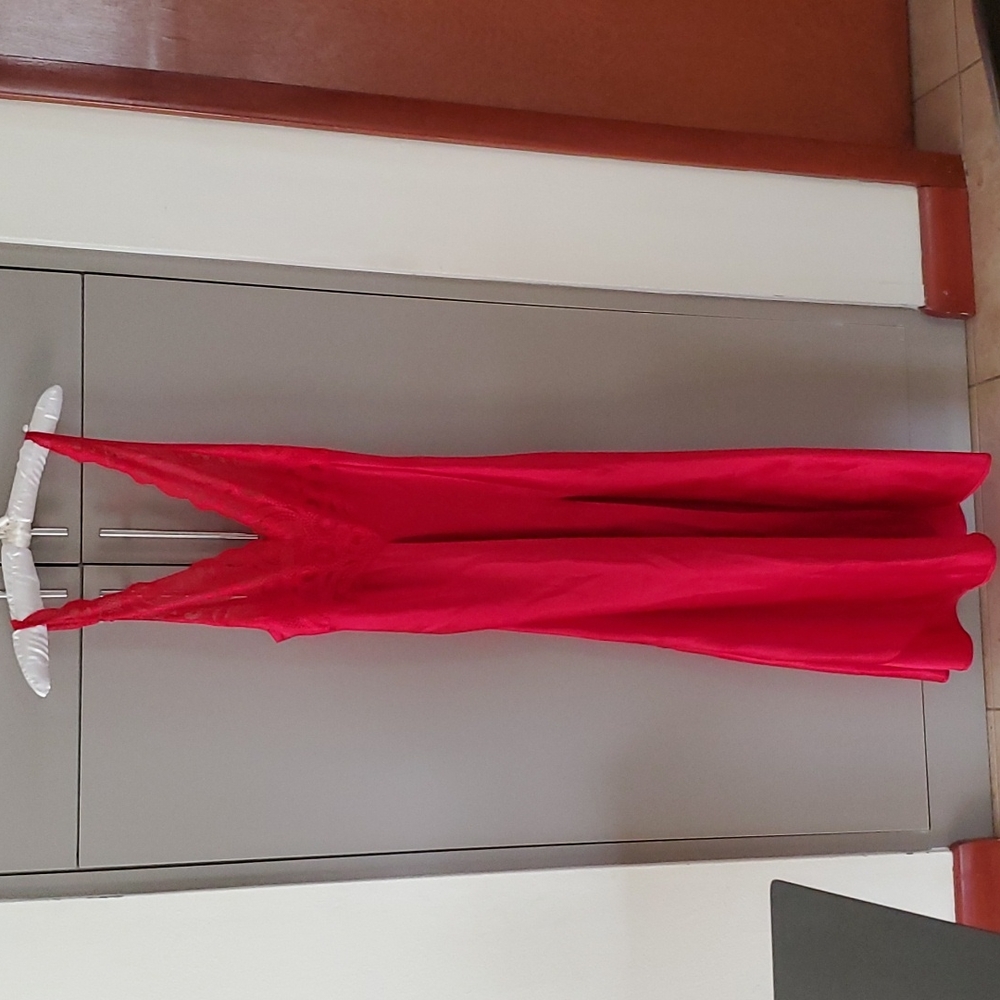Victoria's Secret red lace and satin long nightgown